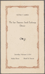 Dinner menu, The San Francisco Stock Exchange at Hotel St. Francis