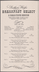 Breakfast menu, San Francisco Overland Limited