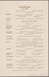 Lunch menu, San Francisco Overland Limited