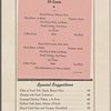 Dinner menu, Southern Pacific