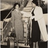 Unidentified Brandford model (left) and Barbara Watson at airplane ramp.