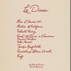 Dinner menu, Wine and Food Society at Palace Hotel