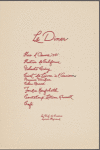 Dinner menu, Wine and Food Society at Palace Hotel