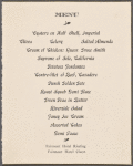 Dinner menu, National Parlor No. 118 at Fairmont Hotel
