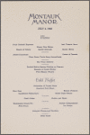Dinner menu, Montauk Manor
