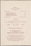 Dinner menu, The Streamliner