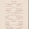 Dinner menu, The Streamliner
