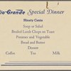 Dinner menu, Denver and Rio Grande Western Railroad