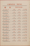Daily menu, Tao Yuan Restaurant