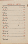 Daily menu, Tao Yuan Restaurant