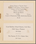 Daily menu menu, New York Central System