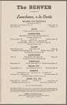 Lunch menu, The Beaver, Southern Pacific