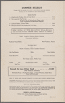 Dinner menu, Dining Car, Southern Pacific