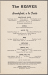 Breakfast menu, The Beaver, Southern Pacific