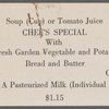 Daily menu, New York Central System at The Mercury