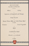 Dinner menu, Pennsylvania Railroad