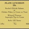 Lunch menu, Northern Pacific Railway