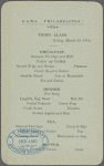 U.S.M.S. Philadelphia, third class menu.