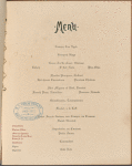 Hotel Ten Eyck, menu.