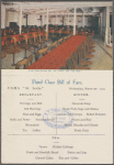 U.S.M.S. "St Louis." Third Class Bill of Fare