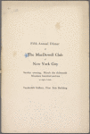 Fifth Annual Dinner of The Macdowell Club of New York City