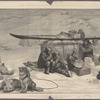 Lieutenant Schwatka show the Esquimaux the "Illustrated news." From a sketch by Mr. H.W. Klutschak, the artist of the expedition