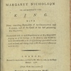 The plot investigated; or, A circumstantial account of the late horrid attempt of Margaret Nicholson to assassinate the King (London: Mackley, 1786); with tipped-in autograph manuscript petition of Margaret Nicholson to the King's Privy Council, 9 August 1786-1794