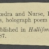 Holograph poem, "Phaedra and Nurse," ?1812-1813