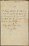 Autograph note, third person, to Thomas Charters, ?15 May - ?8 July 1813