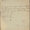 Autograph note, third person, to Thomas Charters, ?15 May - ?8 July 1813