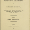 Posthumous Fragments of Margaret Nicholson, late 19th c. reprint, with mounted autograph receipt signed from P. B. Shelley to John Slatter, 23 March 1811