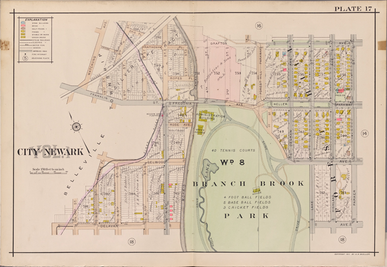 Newark, V. 1, Double Page Plate No. 17 [Map bounded by Grafton Ave ...