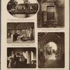 The Scott Centenary: Abbotsford; Conisbrough; and Dryburgh Abbey.[Clockwise from upper left:] Sir Walter Scott's Tweedside property, where he wrote many of his novels: Abbotsford, the scene of his death a hundred years ago ; "The Lord of ameis is my protector, blissit ar thay that trust in the Lord"; the old tollbooth door at Abbotsford ; Where Scott lies buried, on the banks of his beloved Tweed: Dryburgh Abbey, from the west door ; Flood-lit as it was for the Sir Walter Scott centenary: Conisbrough Castle, Yorkshire, which figures prominently in "Ivanhoe" ; A site rich in legends and border memories, which prompted Scott to make his ill-fated purchase: the library at Abbotsford.