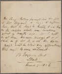 Autograph note, third person, to William Bryant, 7 March 1816