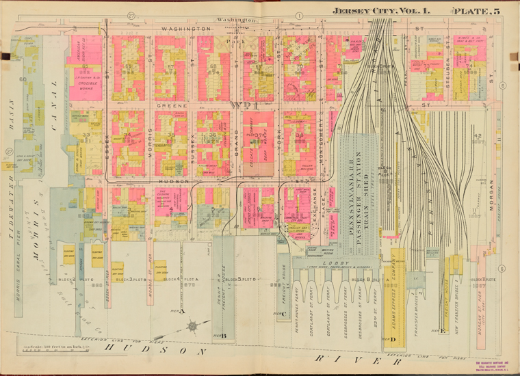 Hudson County, V. 1, Double Page Plate No. 5 [Map bounded by Washington ...