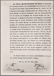 An historic document: The agreement between the Fuhrer and Dr. Hacha, in which the fate of the Czechs is placed with complete trust into the hands of the Fuhrer
