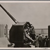 England lives in groundless fear of war.  Their armaments are of monstrous proportions.  Our picture shows the new English anti-aircraft defenses.
