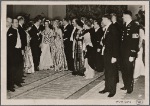 The solidarity between the Fuhrer and German artists showed itself in the reception held in the new Reichs Chancellery.  The Fuhrer shows his guests the great reception hall