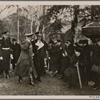 Before the launch of the battleship "Bismarck", the Fuhrer visited Bismarck's grave in Friedrichsruh.  The Fuhrer is seen on the way to the castle.