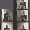 Noël Coward, portrait photographs in chair with cigarette, contact sheet