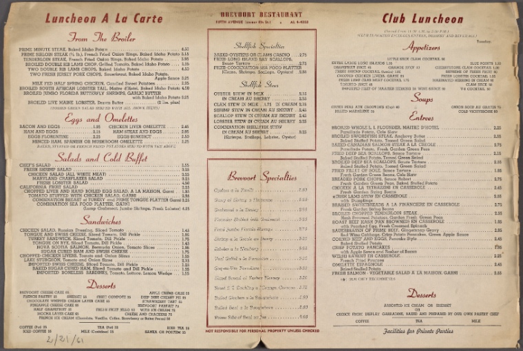 Brevoort Restaurant - NYPL Digital Collections