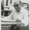 Photograph of Igor Stravinsky wearing sunglasses