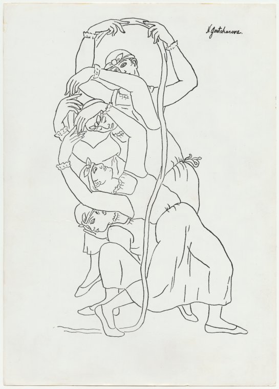 Line drawing of women; Goncharova