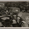 The cheerful fulfillment of the heavy demands that were placed on our troops of all branches during the lightning advance shows most clearly the discipline of the German armed forces.  In our picture a "detachment from the front" with merry shouts