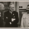 The conclusion of the non-aggression pact between Germany and Soviet Russia was a thorough rebuff of England's policy of encirclement.  At the signing of the pact in the Kremlin.  Mr. Stalin (right), Foreign Minister Ribbentrop (middle) and Legation Counsellor Hencke (left).