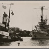 To the great joy of the people of Danzig, the German navy school ship "Schleswig-Holstein" was brought into the city's harbor by the high seas tugs "Albert Forster" and "Danzig".