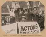 Marjorie Sidman, Dorothy Allon, Mary Carter, Eleanor Lloyd and Nila Mack in car in front of the Morosco Theatre during the 1919 Actors’ Strike