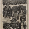 The largest number of persons ever included in a photograph. The picture shows a large portion of the crowd of 500,000 that poured into Hyde Park, London, during the recent demonstration of the suffragettes. George Bernard Shaw an amused spectator. The procession on its way to Hyde Park. Part of the procession. The meeting at Caston Hill prior to the riot. Mrs. Drummond, leader of the suffragettes.