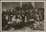 On September 27, 1940 a comprehensive pact was completed in Berlin between Germany, Italy and Japan, which proved to the whole world the strength of these three young peoples and also their resistance to the plutocratic desire for military expansion.  The signing in the presence of the Fuhrer was an act of historic importance (in our picture, from the right, Japan's ambassador Kurusu, the Italian Foreign Minister Count Ciano, Adolf Hitler and Reich Foreign Minister von Ribbentrop.