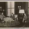 Among the foreign guests in the Reich capital was the Italian Minister of State Farinacci, who was received by the Fuhrer.  To the right of the Fuhrer are Reich Press Chief Dr. Dietrich and Minister of State Dr. Meissner.]